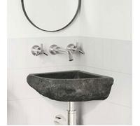 vidaXL Lavabo gris (30-37) x (30-37) x 12 cm Pierre de rivière