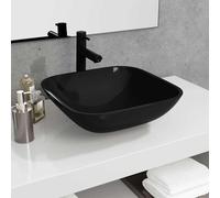Lavabo Verre 42x42x14 cm Noir Vasque à Poser Lave-mains Salle de Bain vidaXL