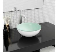 vidaXL Lavabo en verre trempé – 42 x 14 cm – Blanc
