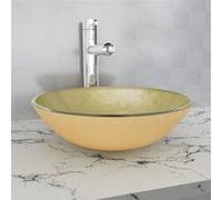 vidaXL Lavabo en verre trempé 42 cm Doré