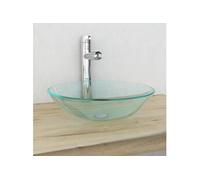 vidaXL Lavabo en verre trempé 42 cm Transparent