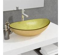Lavabo Verre trempé 54,5x35x15,5 cm Doré Doré G