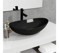 vidaXL Lavabo en verre trempé Vasque à poser 54,5x35x15,5 cm Noir