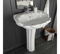 vidaXL Vasque à poser avec colonne Céramique blanche 580x510x200 mm
