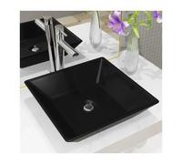 Lavabo - VIDAXL - Carré Noir - Céramique - A poser - Design moderne et élégant