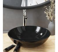 vidaXL Salle de bains Lavabo avec robinet Garniture d'écoulement noir