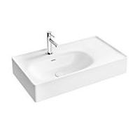 Lavabo VitrA Equal 7242B403-0001 80x45cm, trou de robinetterie/trop-plein, vasque à gauche, étagère à droite, VC blanc brillant