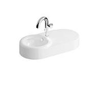 Lavabo VitrA Liquid 7314B403-0001 80 x 39,5 x 15 cm, avec trop-plein, verre VC blanc brillant, 1 trou de robinetterie au centre