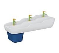 Lavabo VitrA Sento Kids Row 7352B003-1741, 125 x 40 cm, 3 hauteurs, 1 trou de robinetterie central, blanc brillant, sans trop-plein