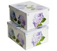 Lavatelli Collection Ortensie Hortensias Boite de Rangement avec Couvercle, Boite en carton, Rangement Vetement, Rangement Chambre, Bureau, Organisateur Tiroir, Boite Cadeau, Lot de 2 boites LARGE