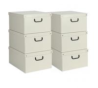 Lavatelli Lot de 6 Boîtes Rangement avec Couvercle - Grandes Boîtes Organisateurs Placard en Carton Beige 39x50x24 cm pour Literie, Saisons, Vêtements, Maison