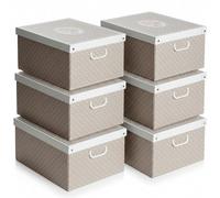 Lavatelli Lot de 6 Boîtes Rangement avec Couvercle - Grandes Boîtes Organisateurs Placard en Carton Pois 39x50x24 cm pour Literie, Saisons, Vêtements, Maison