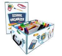 Lavatelli Organisateur Scolaire - Boîte Rangement Carton Rigide - Papeterie, Fournitures A4 - Compartiments Ajustables, Porte-Stylo - Idéal Bureau, École, Maison - Montage Facile