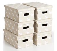 Lavatelli UnDueTre Doggy Chiens Lot de 6 boîtes de rangement en carton recy ertifié FSC, Gris dimension 51 x 29 x 20 cm