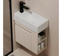 Lave Main D Angle Wc Avec Meubl,Petit Angle Lave Main Avec Meuble,Lavabo Mural En Céramique Blanche,Lavabo Suspendu À Fixer Au Mur,Lavabo À Poser Pour Petits Invités,Pour Vestiaire Salle De Bains(42cm