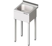 Lave-mains avec support, 400x410x850 mm, avec bandeau de cuve sur trois côtés, avec rebord, soudé