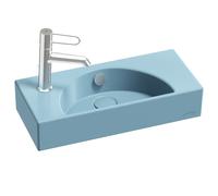 Lave-mains compact 50 cm JACOB DELAFON Odéon Rive Gauche 1 trou de robinetterie à gauche Aigue marine satiné avec bonde