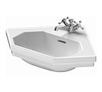 Duravit série 1930 lave-mains d'angle 0793420000 avec trop-plein et trou pour robinetterie, blanc