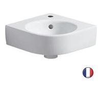 Lave-mains d'angle GEBERIT Renova Compact, trou de robinetterie au centre, Blanc Blanc G