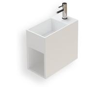 Lave-mains Suspendu PALMA D 40 cm en Solid Surface Blanc mat - Compact et Résistant pour Salle de Bain
