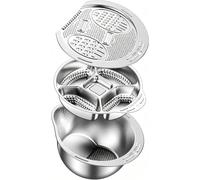 Lave-Riz avec Bassine et Passoire en Acier Inoxydable 304, avec Vidange LatéRale, Plateau de PréParation et RâPe à LéGumes IntéGréE(Silver)