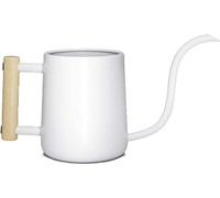 Lave-verre vintage blanc, en acier inoxydable, avec manche en bois, 1 l