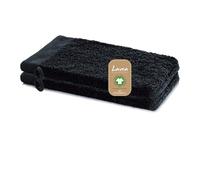 Lavea® 2 Gants de Toilette 16 x 22 cm en Éponge de Coton Biologique 100% Doux et Absorbants, pour la Maison, l’Hôtel et Le Spa - Gant de Bain avec Cordon de Suspension - Noir