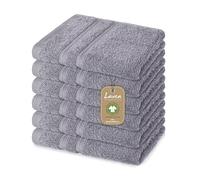 Lavea® 6 Lavettes 30x30 cm en Éponge de Coton Biologique 100% Douces et Absorbantes, pour la Maison, l’Hôtel et Le Spa - Idéales également comme Serviette Visage et Mains - Gris Clair