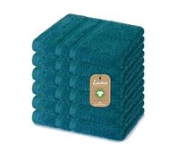 Lavea® 6 Lavettes 30x30 cm en Éponge de Coton Biologique 100% Douces et Absorbantes, pour la Maison, l’Hôtel et Le Spa - Idéales également comme Serviette Visage et Mains - Vert pin
