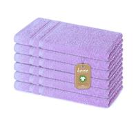 Lavea Bali Serviette éponge 6 pièces - 30 x 50 cm 100% Coton Bio certifié GOTS Ultra Doux, Absorbant et à séchage Rapide - Lilas