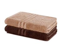 Lavea® Lot de 2 Draps de bain 100x150 cm - Cappuccino et Marron Café | 100% Coton - Grandes Serviettes de Sauna en Éponge, Douces, Très Absorbantes et Résistantes, Idéales pour Salle de Bain