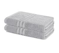 Lavea® Lot de 2 Serviettes de Bain 70x140 cm 100% Coton - Douces et Absorbantes - Idéales comme Serviette de Bain Grande Taille, Drap de Bain ou Serviette de Toilette - Argent