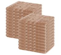 Lavea® Lot de 20 Lavettes 30x30 cm en Éponge 100% Coton - Serviettes Visage et Invités, Douces et Absorbantes - pour Bébés, Maquillage, Cuisine, Maison et Voyage - Cappuccino