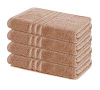 Lavea® Lot de 4 Serviettes de Bain 70x140 cm 100% Coton - Douces et Absorbantes - Idéales comme Serviette de Bain Grande Taille, Drap de Bain ou Serviette de Toilette - Cappuccino