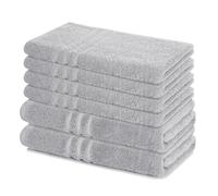 Lavea® Lot de Serviettes de Bain 6 pièces - 100% Éponge de Coton - 4 Serviettes de Toilette 50x100 cm et 2 Serviettes de Douche 70x140 cm, pour Maison, Hôtel et Spa - Argent