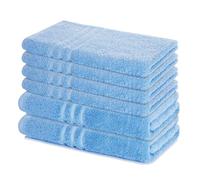 Lavea® Lot de Serviettes de Bain 6 pièces - 100% Éponge de Coton - 4 Serviettes de Toilette 50x100 cm et 2 Serviettes de Douche 70x140 cm, pour Maison, Hôtel et Spa - Bleu Dauphin