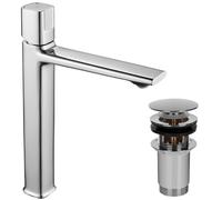Robinet de lavabo sur pied avec bouchon chromé Tors