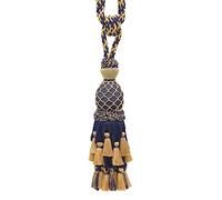 Lavish Bleu marine foncé, Doré Rideau Grande et Draperie Tassel Embrasse/86,4 cm de large 27,9 cm Tassel, propagation 1,5 cm Cord, Imperial II Collection Style Tbil-1 Couleur bleu marine Doré 1152