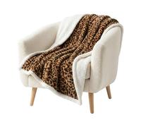 Lavish Home Couverture Polaire Sherpa, réversible, Lavable en Machine, pour canapé, Chaise ou lit (127 x 152,4 cm, léopard)