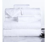 Lavish Home Lot de 10 Serviettes côtelées 100% Coton - Blanc