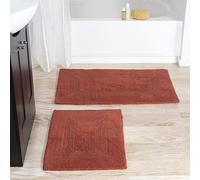 Lavish Home Lot de 2 Tapis de Salle de Bain en Coton lavables en Machine pour Salle de Bain, Cuisine ou buanderie (Brique)
