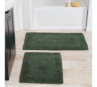 Lavish Home Lot de 2 Tapis de Salle de Bain en Coton lavables en Machine pour Salle de Bain, Cuisine ou buanderie (Vert, 56 x 89 cm, rectangulaire)