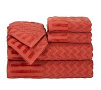 Lavish Home Lot de 6 Serviettes de Bain en Coton de Luxe en Peluche - Serviettes décoratives de Luxe pour Le Corps, Les Mains et Le Visage (Brique), 68,6 x 137,2 x 0,6 cm