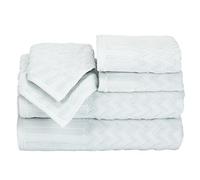 Lavish Home Lot de 6 Serviettes de Bain en Coton de Luxe - Motif Chevron sculpté - Serviettes décoratives de Luxe pour Le Corps, Les Mains et Le Visage (écume de mer) 68,6 x 137,2 x 0,6 cm