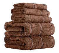Lavish Home Lot de 6 Serviettes de Luxe en Coton à séchage Rapide, zéro Torsion et Douces avec 2 Serviettes de Bain, 2 essuie-Mains et 2 débarbouillettes (Chocolat), 30,5 x 30,5 cm
