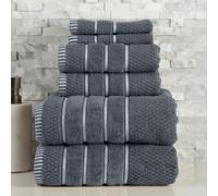 Lavish Home Lot de 6 Serviettes de Luxe en Coton égyptien 100% Coton égyptien avec 2 Serviettes de Bain, 2 essuie-Mains et 2 débarbouillettes - Gris argenté