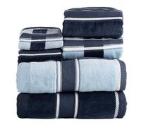 Lavish Home Oakville Lot de 6 Serviettes en Velours 100% Coton Bleu Marine