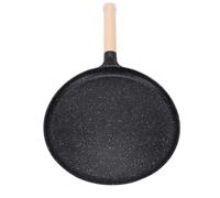 Lavishness Pancake Griddle Poêle plate en alliage d'aluminium à revêtement antiadhésif avec poignée en bois pour tortilla roti crêpe indienne noire antiadhésive plaque à crêpes (Noire)