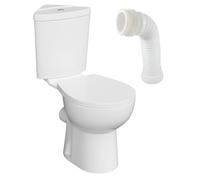 Lavita Bartolini White WC à poser compact sans bride | Pack WC compact complet | 3/6l | + connecteur WC