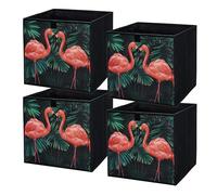 lavita Boîte de rangement en tissu | Boîtes de rangement pliantes 31 x 31 x 31 cm | Tiroir Boîte de rangement Tiroir | Systèmes de rangement pour les vêtements | flamants roses | 4 pièce